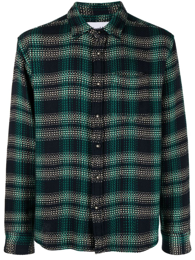 Green Plaid Check Cotton Shirt