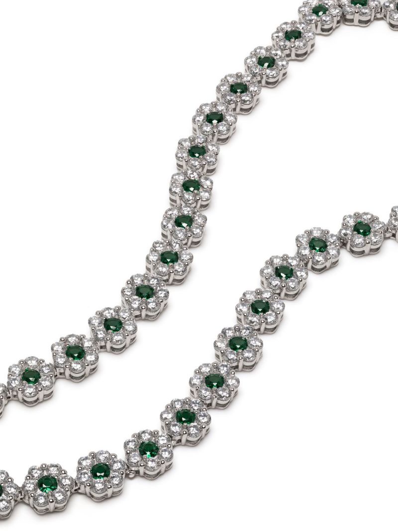 Sterling Silver Daisy Crystal Necklace