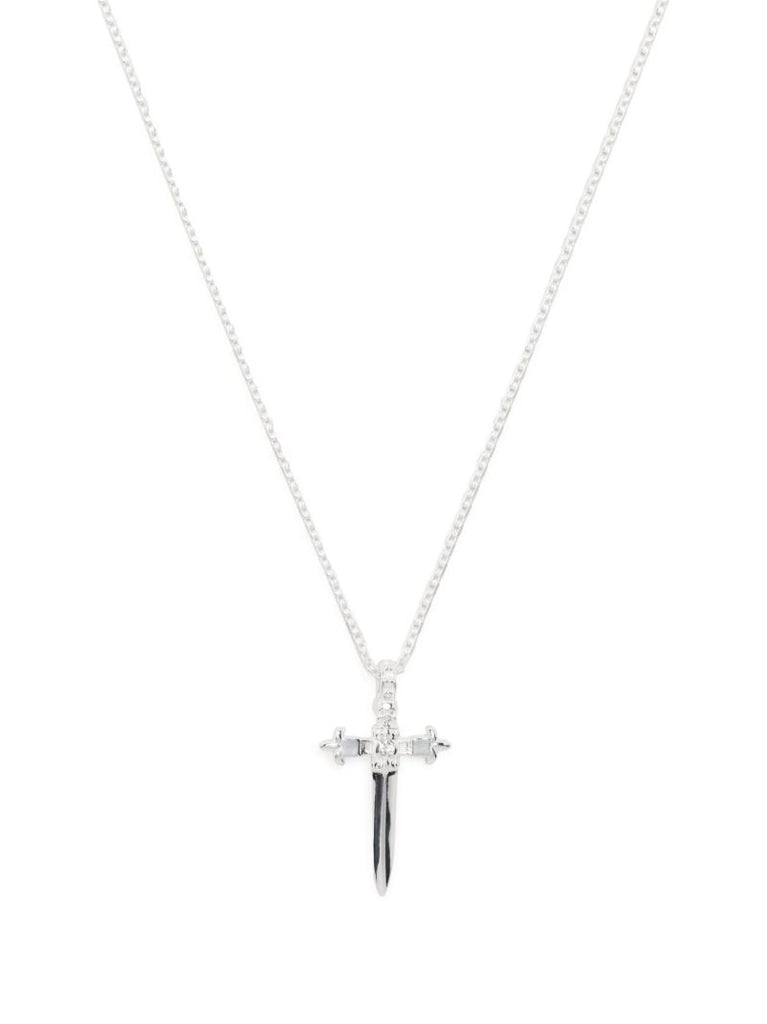 Sterling Silver Dagger Crystal Necklace