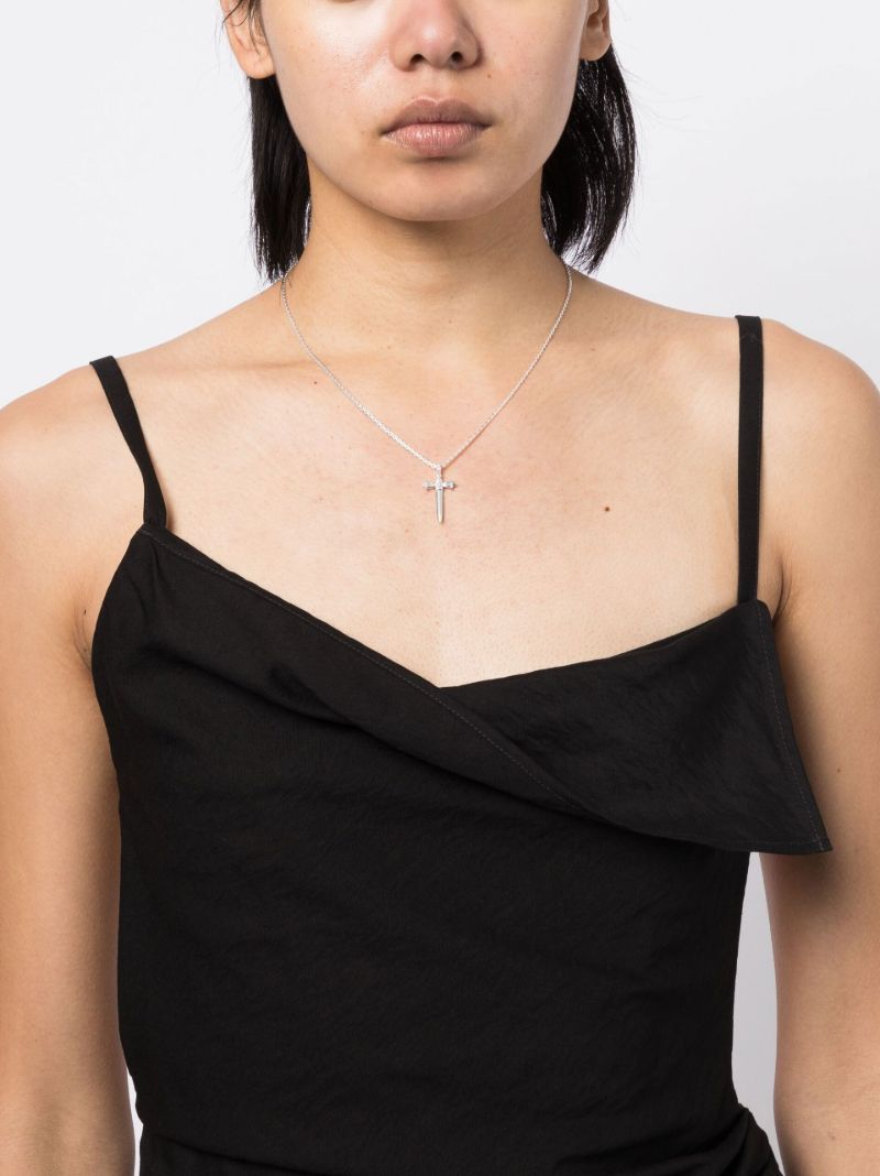 Sterling Silver Dagger Crystal Necklace
