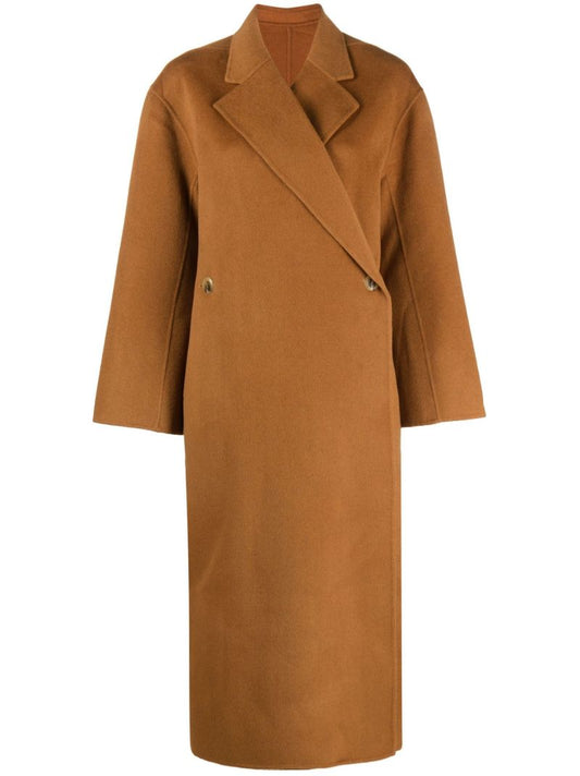 Brown Ayvian Double-breasted Wool Coat