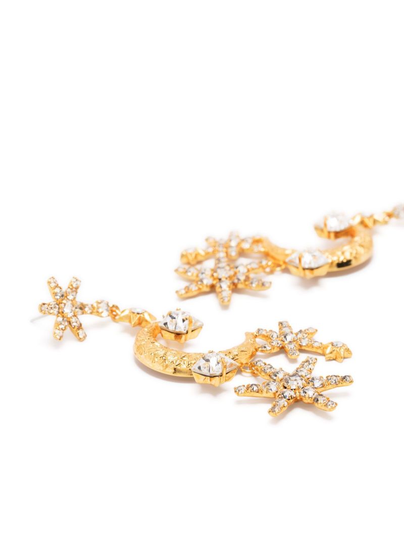 Gold-tone Drop Crystal Star Earrings
