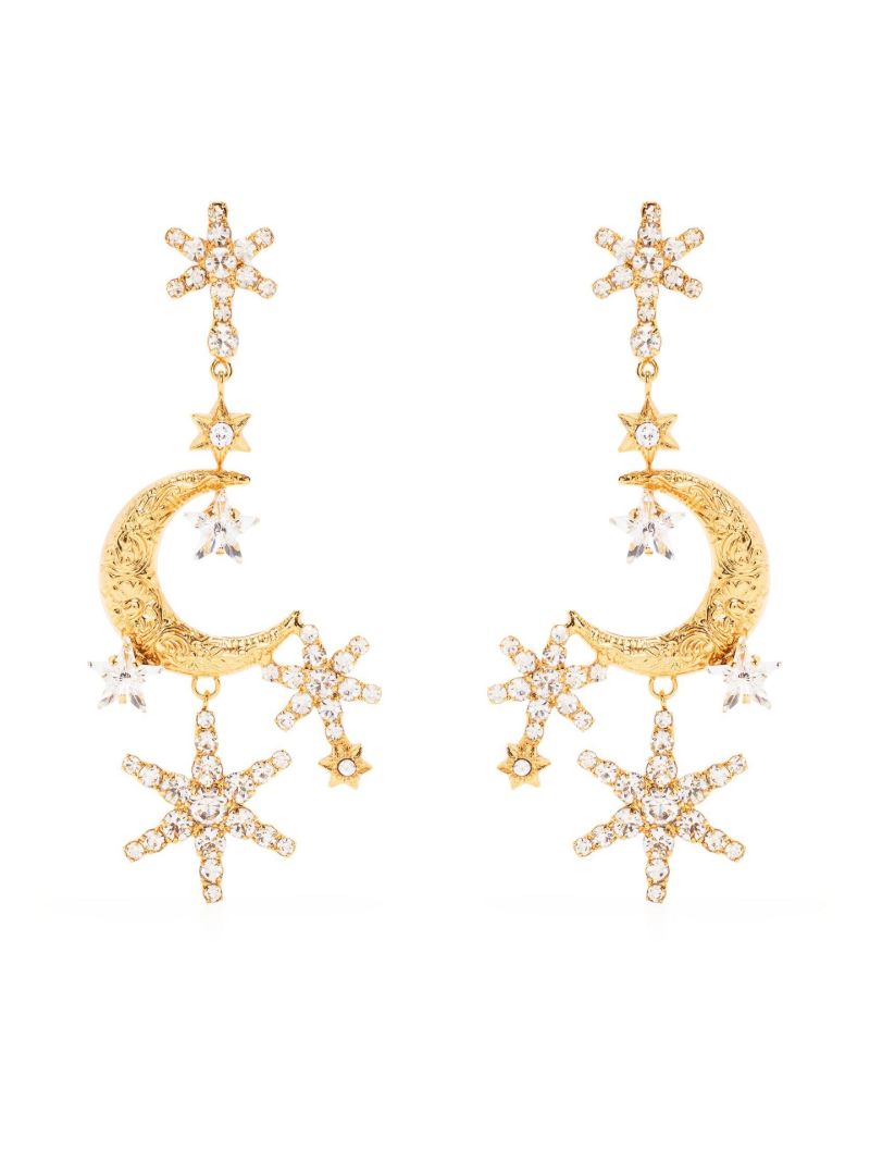 Gold-tone Drop Crystal Star Earrings