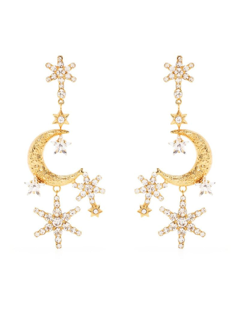 Gold-tone Drop Crystal Star Earrings