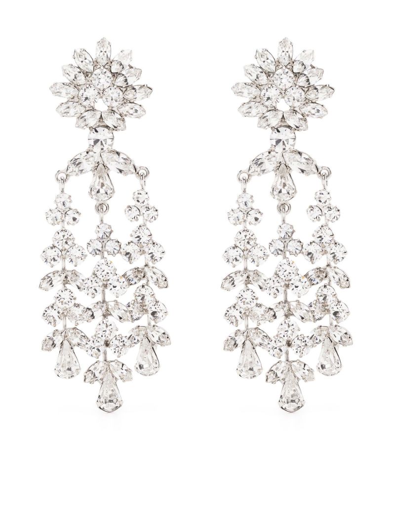 Silver-tone Drop Crystal Earrings
