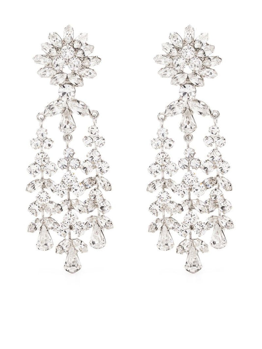 Silver-tone Drop Crystal Earrings