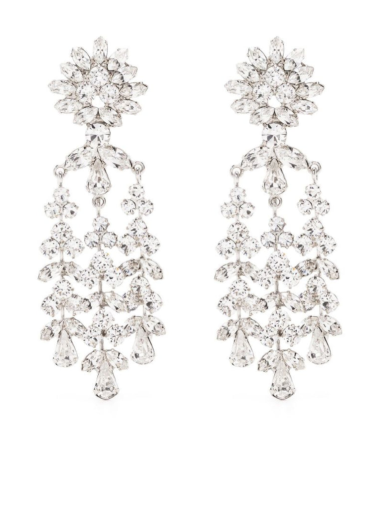 Silver-tone Drop Crystal Earrings
