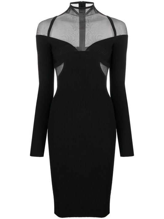 Black Panelled Turtleneck Dress