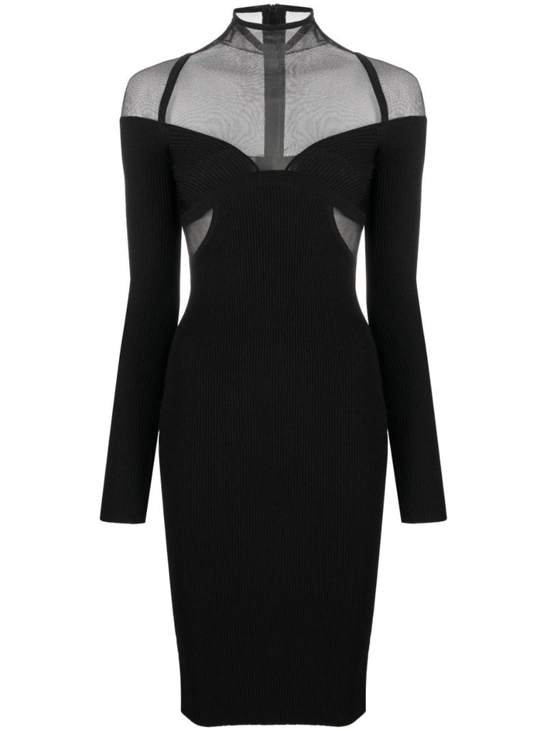 Black Panelled Turtleneck Dress