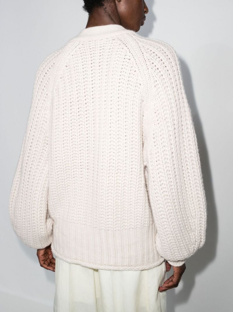 Neutral Rotterdam Puff Sleeve Cashmere Cardigan