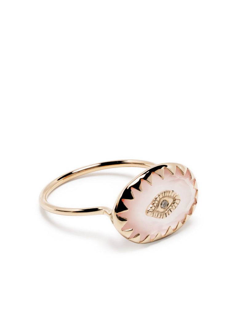 9k Yellow Gold Souad Quartz and Diamond Ring