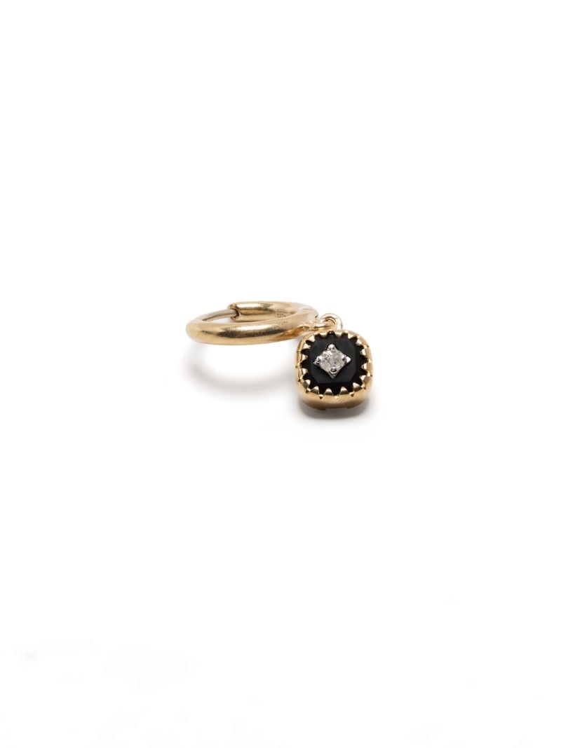 9k Yellow Gold Pierrot Diamond Hoop Earrings