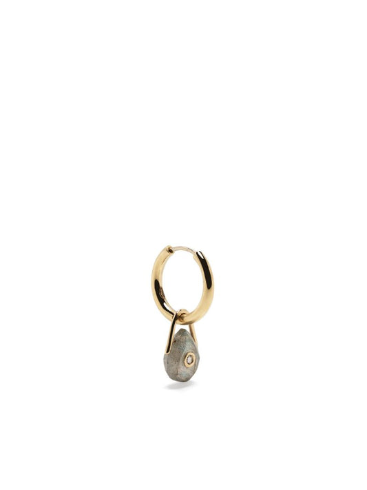 9k Yellow Gold Orso Labradorite and Diamond Single Hoop Earring