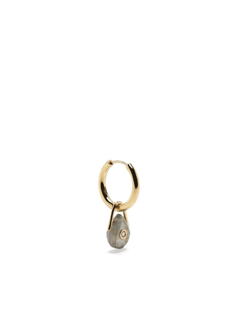 9k Yellow Gold Orso Labradorite and Diamond Single Hoop Earring