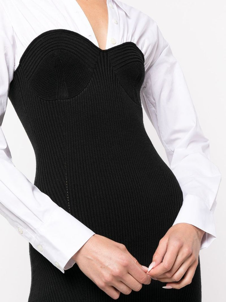 Black Hazel Cotton Knit Midi Dress