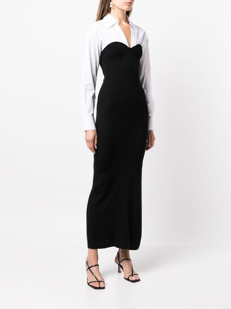 Black Hazel Cotton Knit Midi Dress