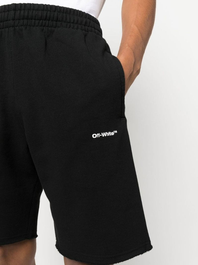 Black Wave Diag Cotton Track Shorts