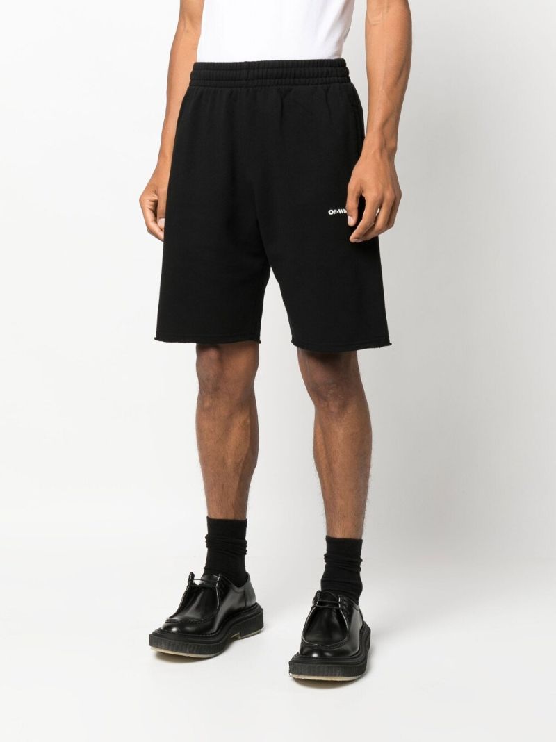 Black Wave Diag Cotton Track Shorts