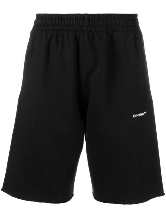 Black Wave Diag Cotton Track Shorts