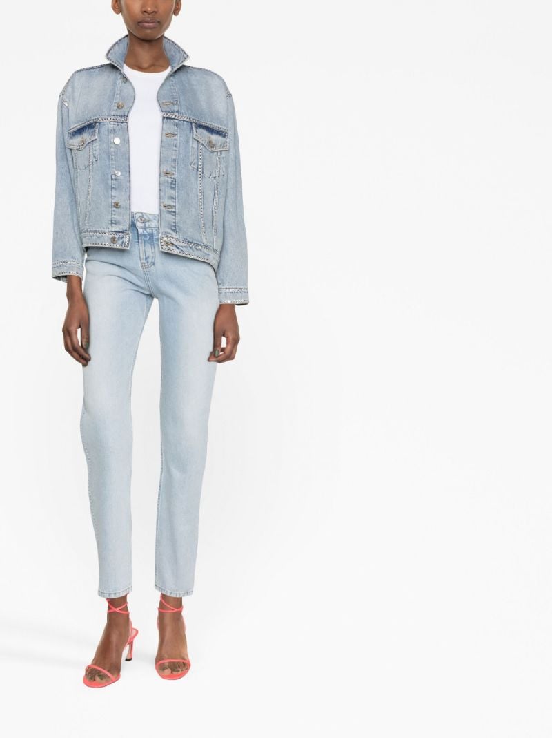 Blue Crystal Embellished Denim Jacket
