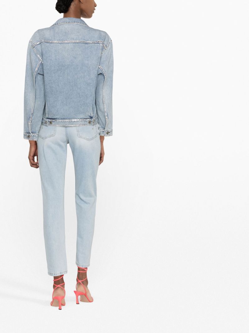 Blue Crystal Embellished Denim Jacket