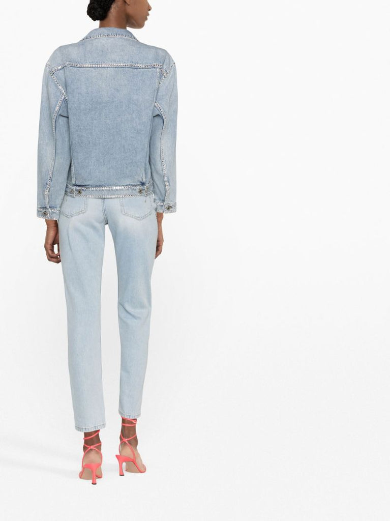 Blue Crystal Embellished Denim Jacket