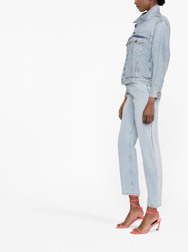 Blue Crystal Embellished Denim Jacket