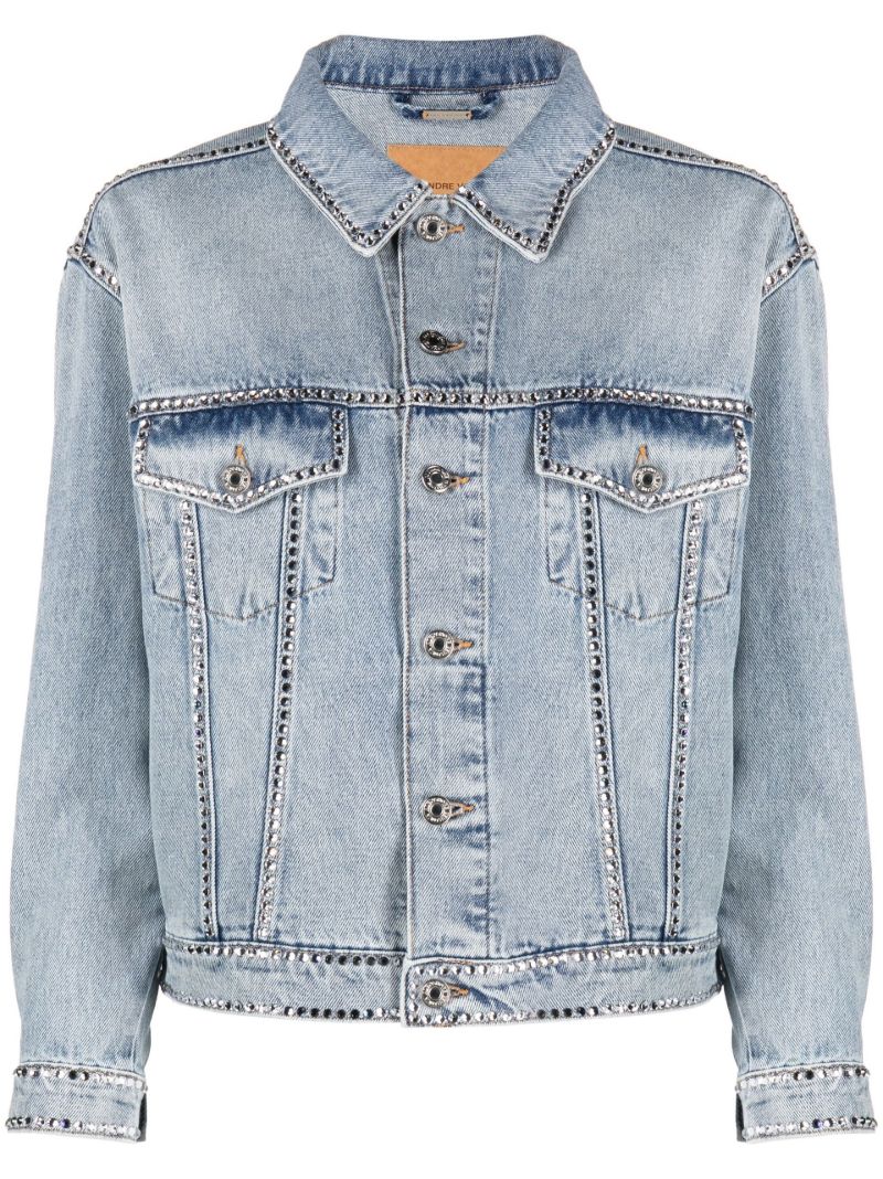 Blue Crystal Embellished Denim Jacket