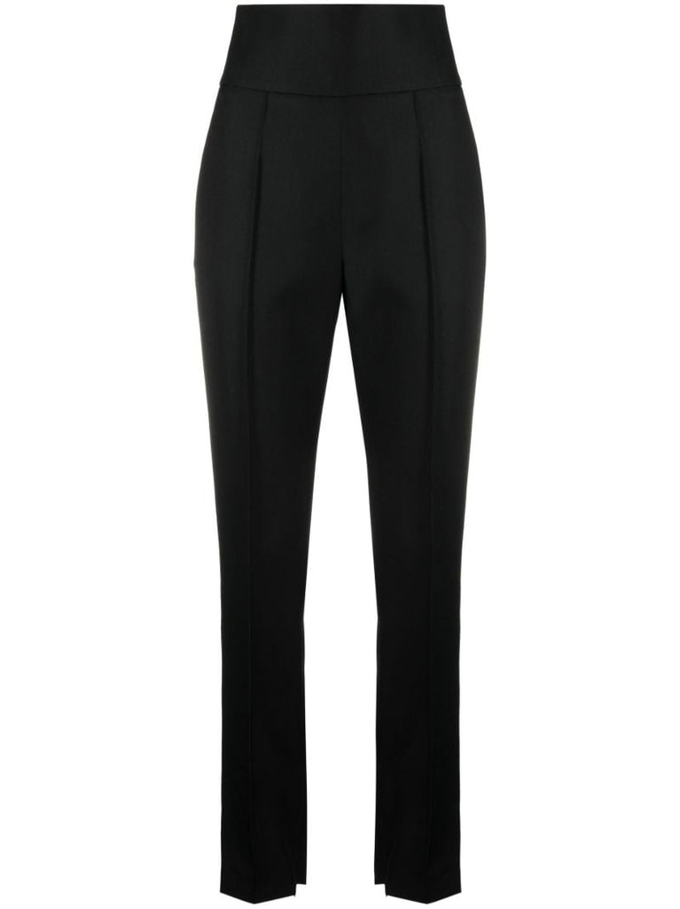 Black High Waist Tailored Wool Trousers