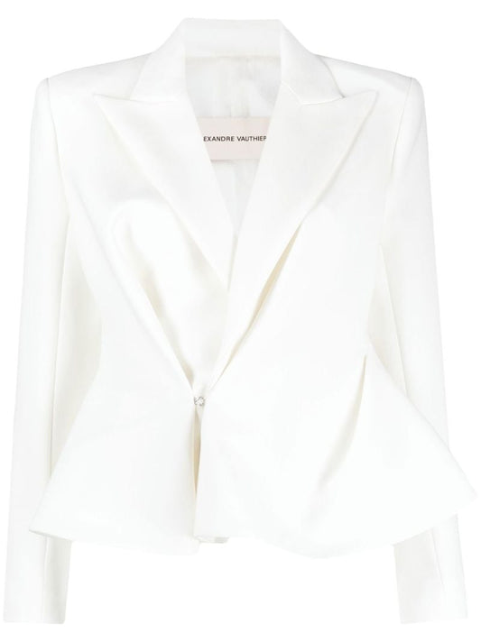 White Peplum Waist Blazer
