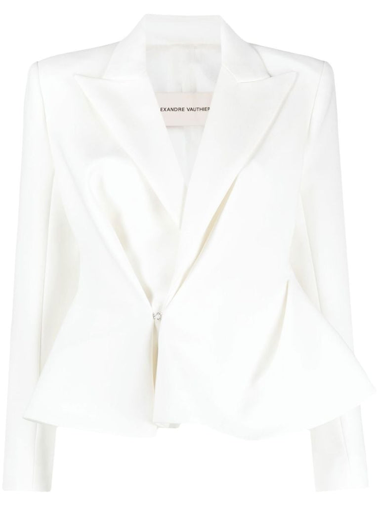White Peplum Waist Blazer