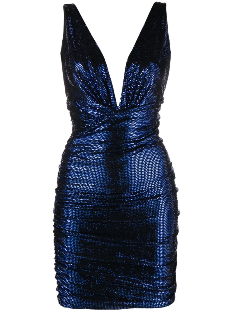 Blue Sequinned Mini Dress