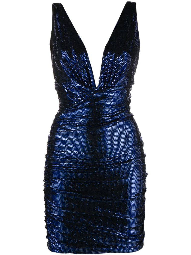 Blue Sequinned Mini Dress