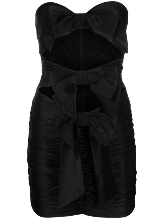 Black Bow Embellished Mini Dress