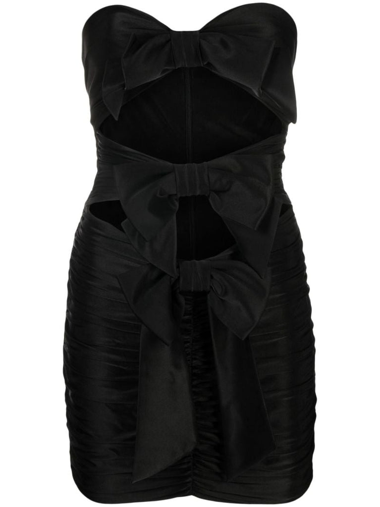 Black Bow Embellished Mini Dress