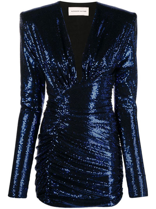 Blue Sequinned Mini Dress