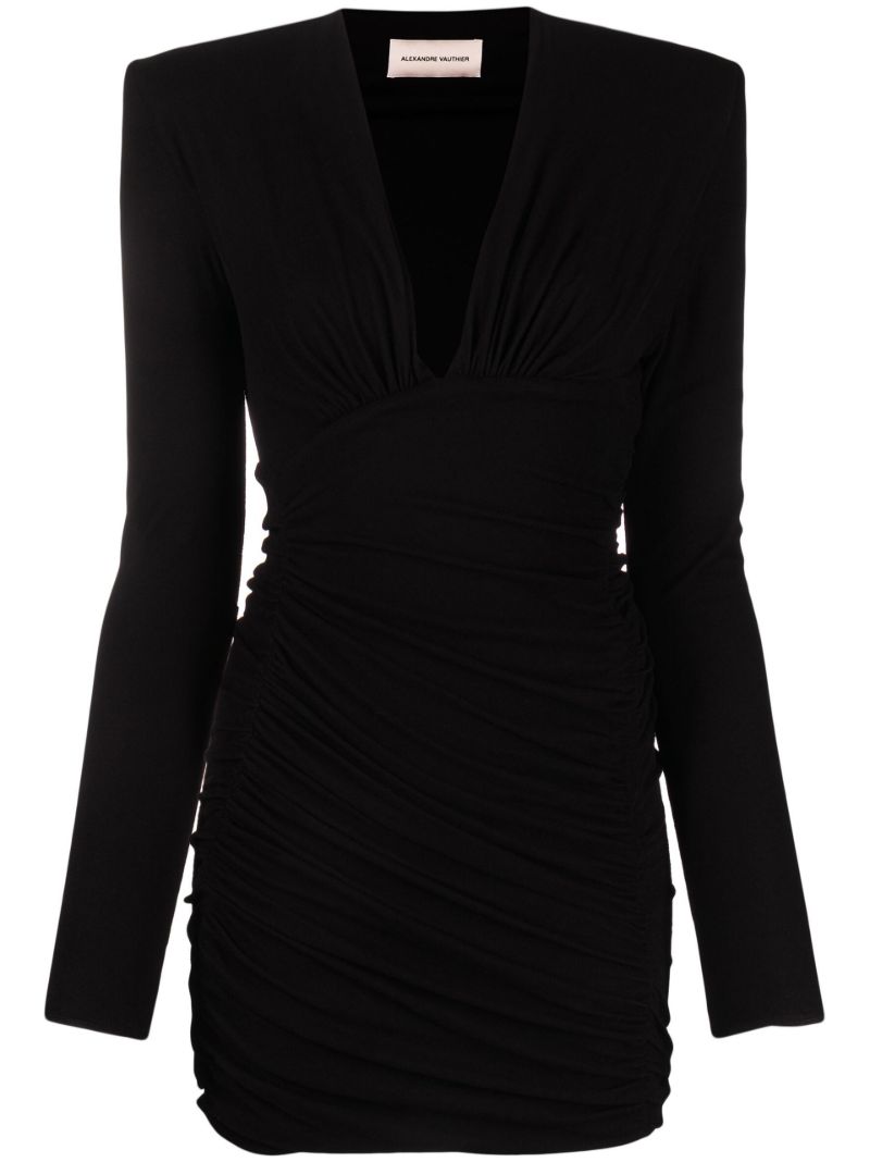 Black V-neck Mini Dress