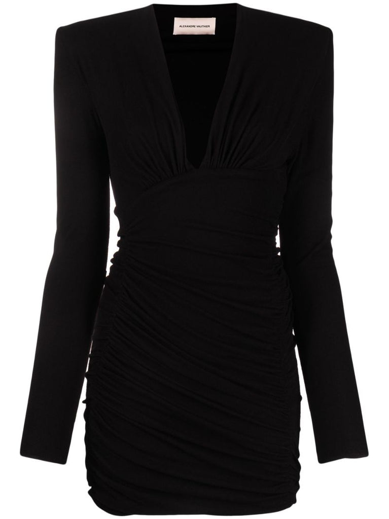 Black V-neck Mini Dress