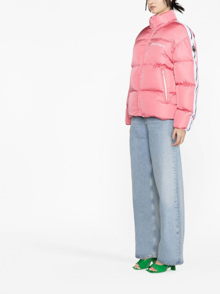 Pink Logo Print Puffer Jacket