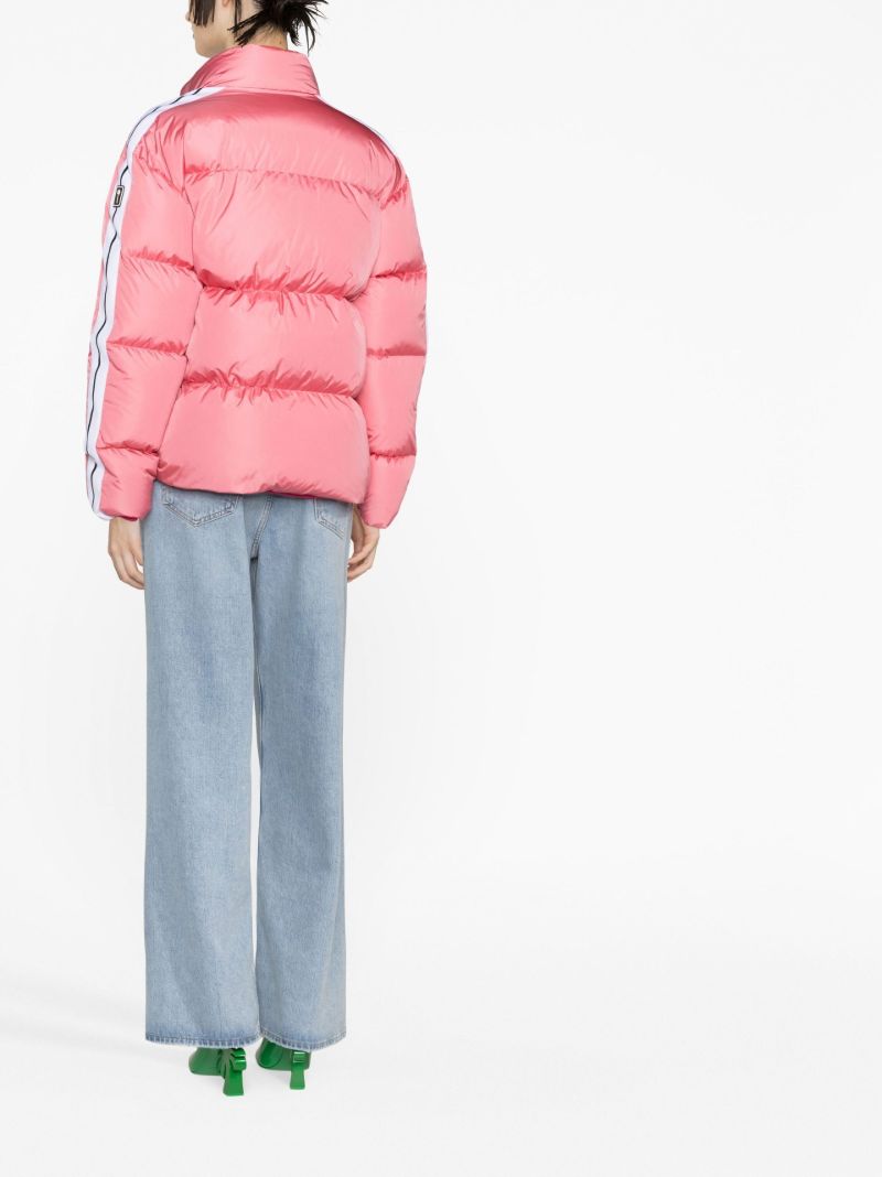 Pink Logo Print Puffer Jacket