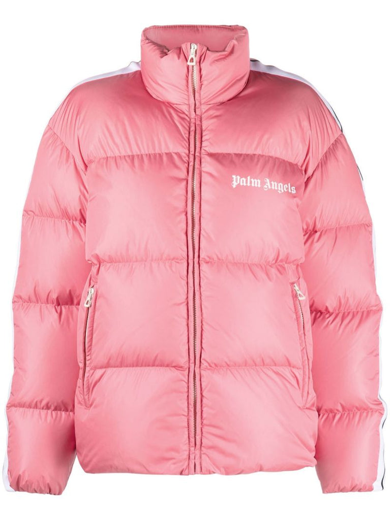 Pink Logo Print Puffer Jacket