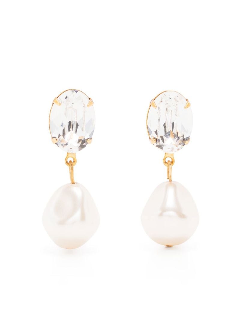 Gold-tone Tunis Crystal Pearl Drop Earrings