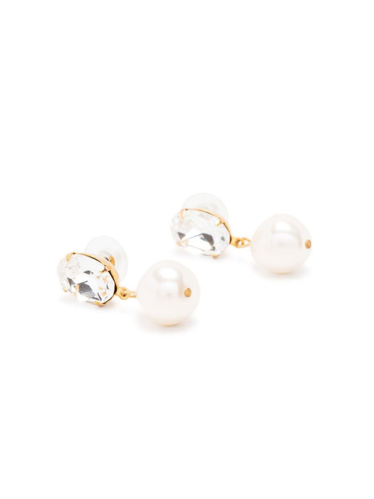 Gold-tone Tunis Crystal Pearl Drop Earrings