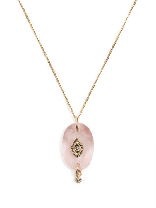 9k Yellow Gold Souad Quartz and Diamond Necklace