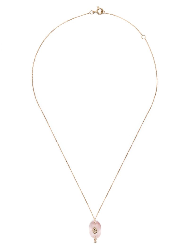 9k Yellow Gold Souad Quartz and Diamond Necklace
