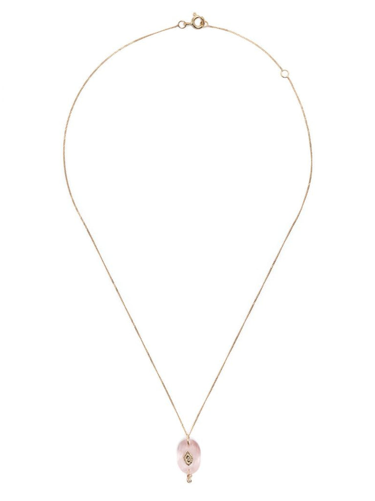 9k Yellow Gold Souad Quartz and Diamond Necklace