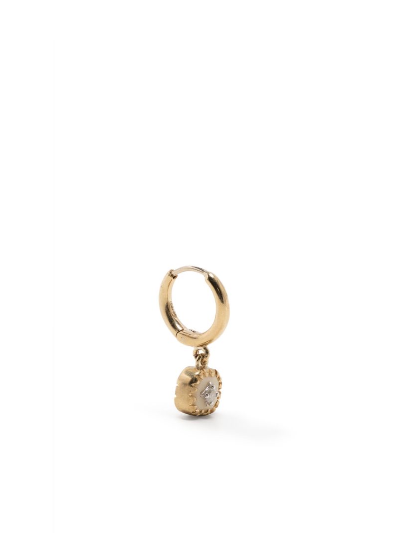 9k Yellow Gold Pierrot Diamond Hoop Earring
