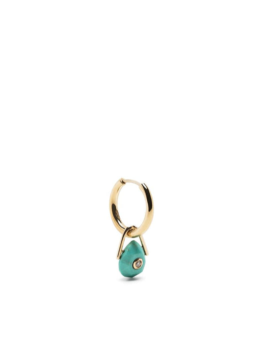 9k Yellow Gold Orso Turquoise and Diamond Single Hoop Earring