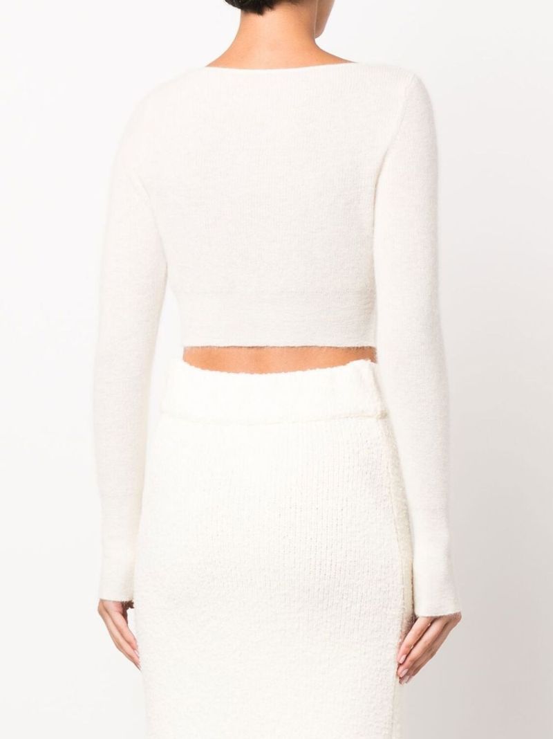 White Le Cardigan Alzou Cropped Cardigan
