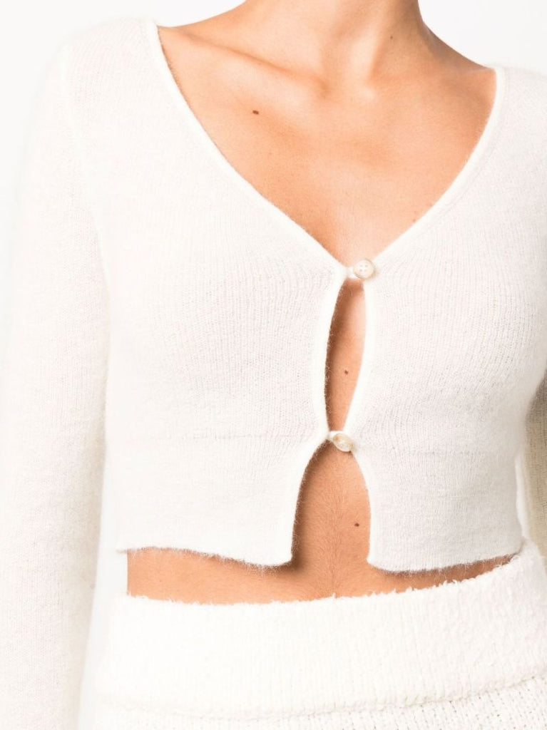 White Le Cardigan Alzou Cropped Cardigan
